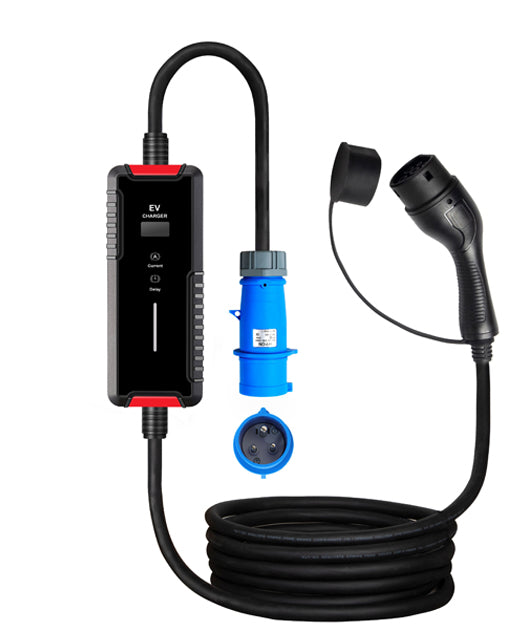 Single-phase 32A industrial head electric vehicle charging cable is suitable for all electric vehicles using Type 2 connector